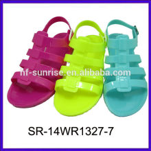 SR-14WR1327-7 ladies pvc sandasl plastic shoes sandals flat heel jelly sandals wholesale jelly sandals